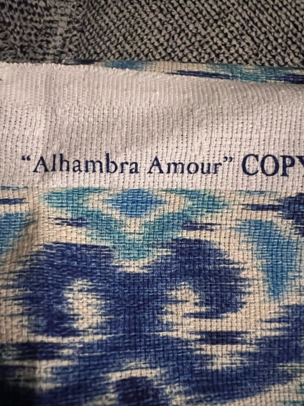 IMAN Home Blue Ikat Print Fabric - Picture 2 of 5